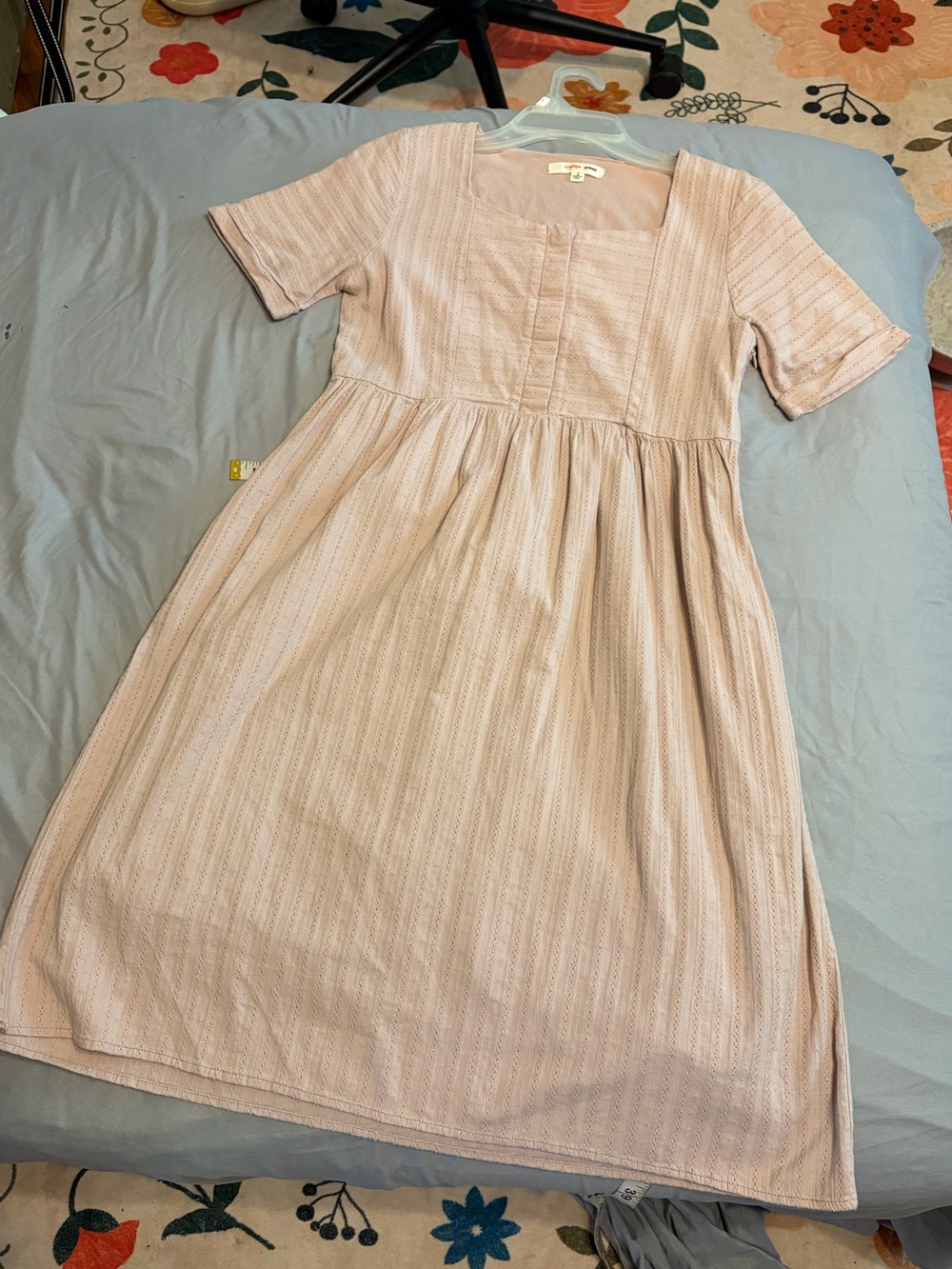Cottage core Square Neck Pink Dress